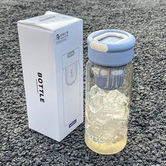 Men and women's big mouth plastic cup large capacity sports water cup forest style ins water bottle with tea strainer student handy cup 