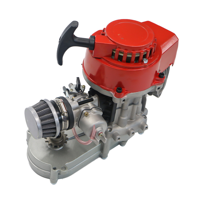 49Cc Small Off-Road Motorcycle 2-Stroke Small Sports Bike 44-6 Red Aluminum Pull Starter 14-Tooth Starter Gasoline Engine