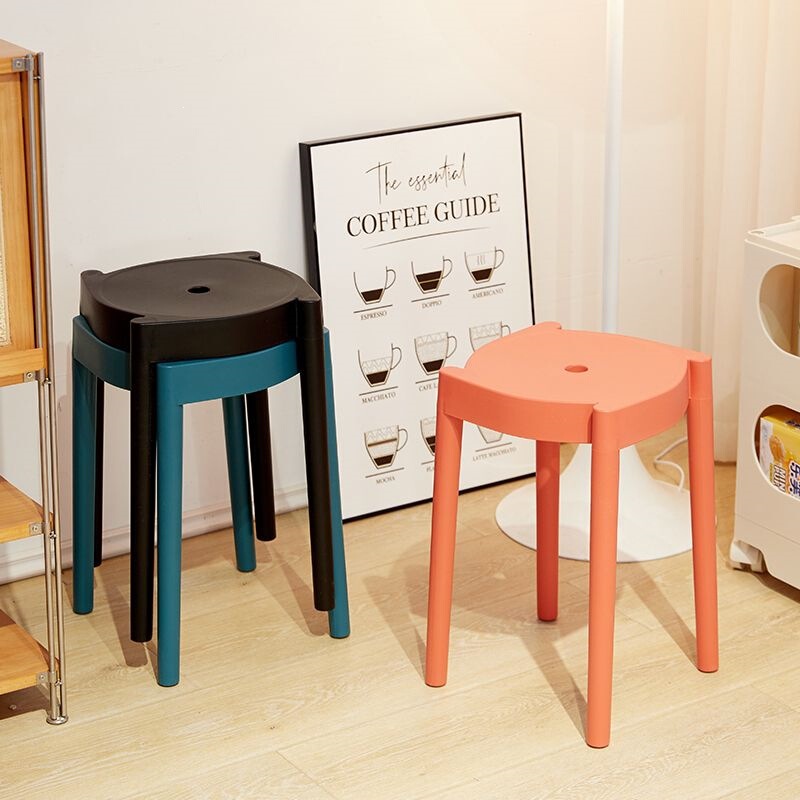 Thickened Plastic Stools for Home Use, Dining Table High Stools, Stackable Windmill Stools for the Living Room, Plastic Stools, Nordic Square and Round Stools, Chairs