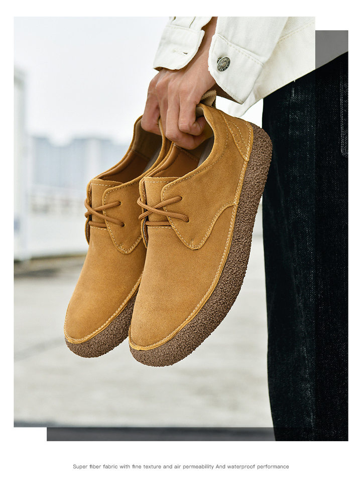 Giày sneaker nam cổ thấp da lộn phối lưới, đế dày — 2307 ren màu xám, 2307 ren nâu, 2307 ren đen, ren 2307m màu chi tiết 15