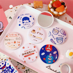Korean cute mini portable makeup mirror girl heart makeup mirror student creative portable small round mirror makeup mirror