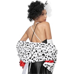 Leopard print child cuila shawl Cruella adult cloak film Black and White Witch pipe cloak girl