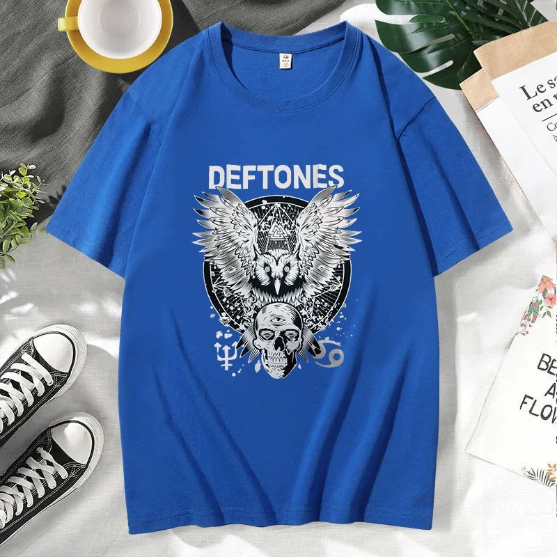 Мужская мерч Deftones Chino Moreno с ромбовой печатью, женская футболка базовая, овальный вырез, черная