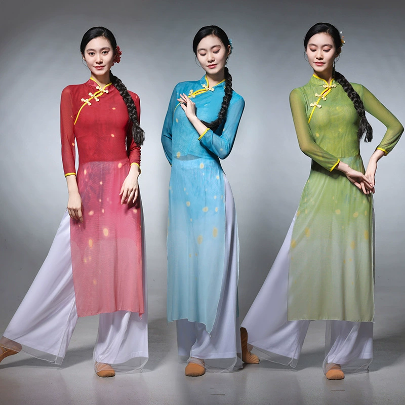 Платье для классического танца для женщин, платье для выступления в китайском стиле с большой распашной юбкой для танцев 2412.