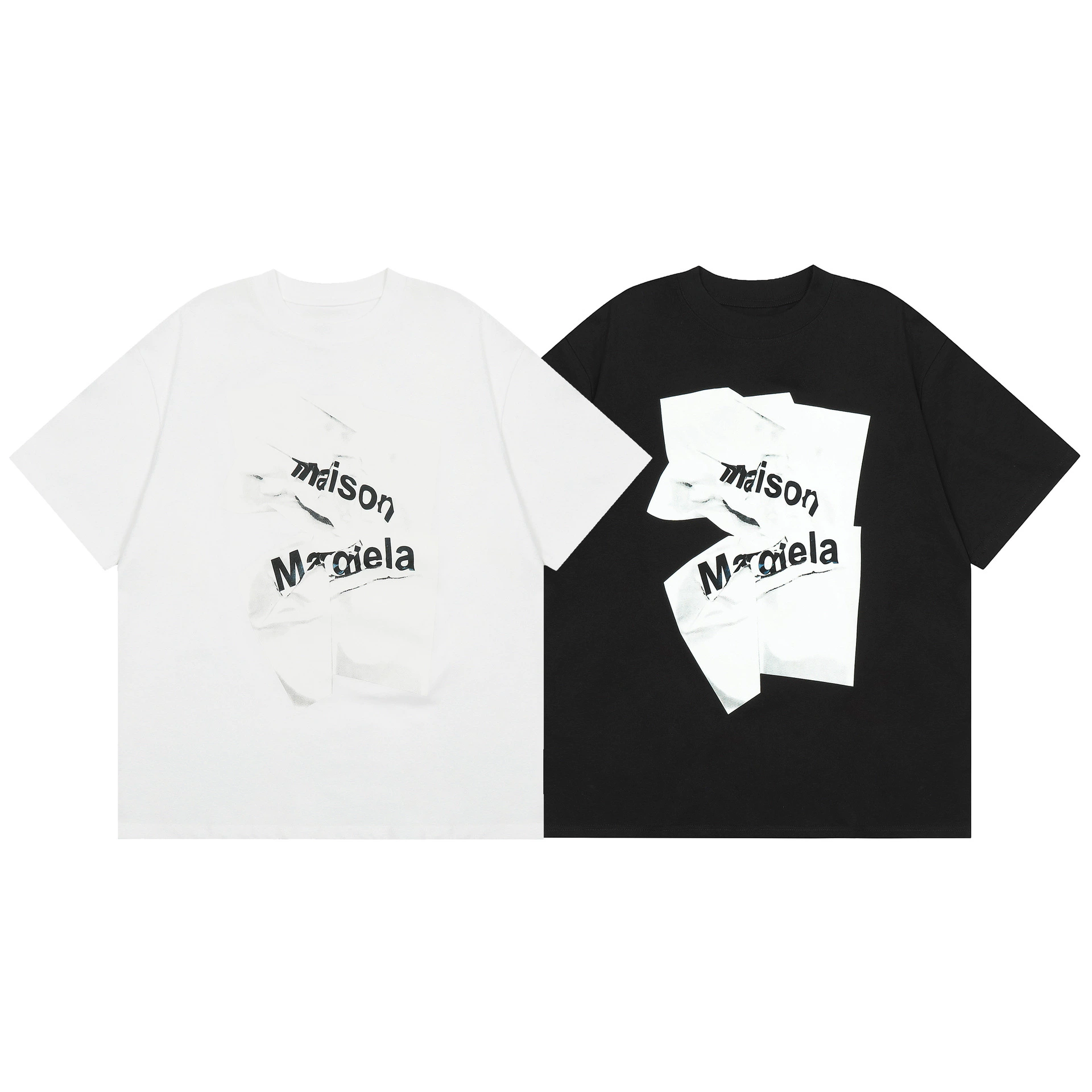 Кросс-бордер MAISON Margiela Magila MM6 хлопковый двойной мужская футболка с коротким рукавом высокого качества с наскальэвым пятном