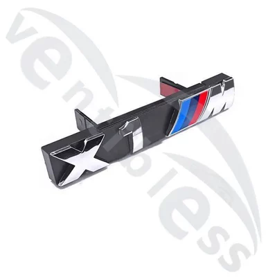 BMW self-adhesive universal grille emblem for 3 Series, 5 Series, X1M, M2, X3M, M4, X5M, M6, X7, M8, black (Car logo) - bright-silver-center-grid-logo-x1m