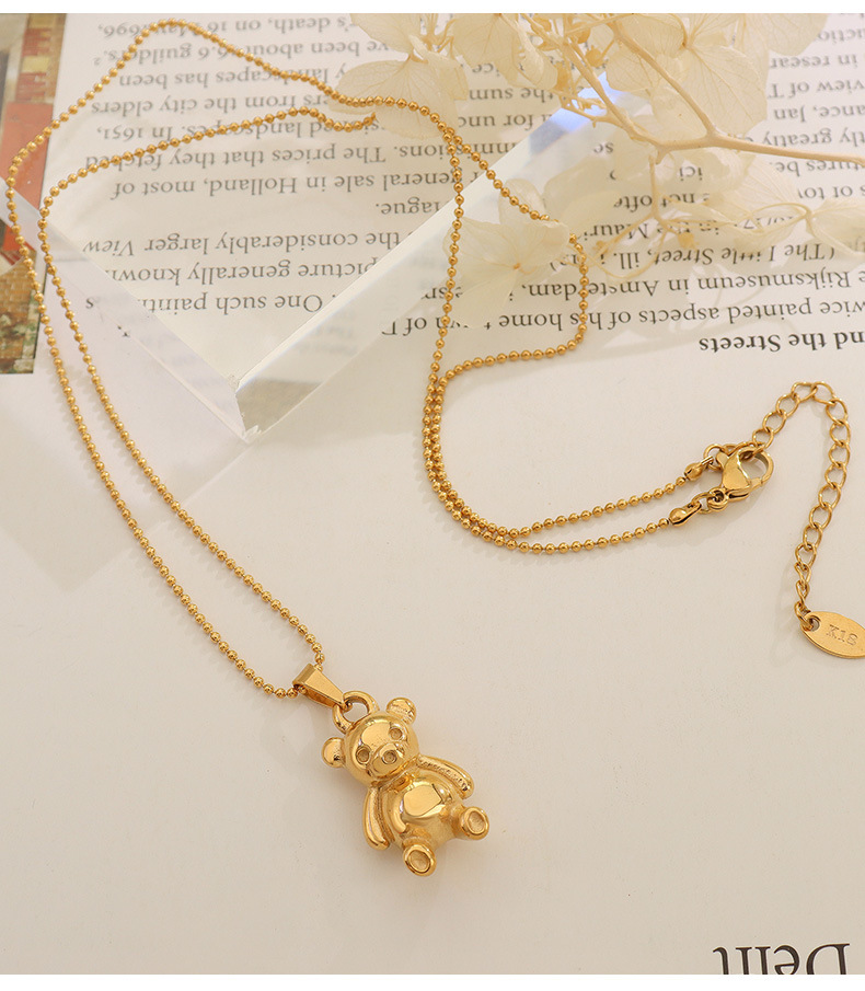 texture long bear smooth sweater chain titanium steel necklace