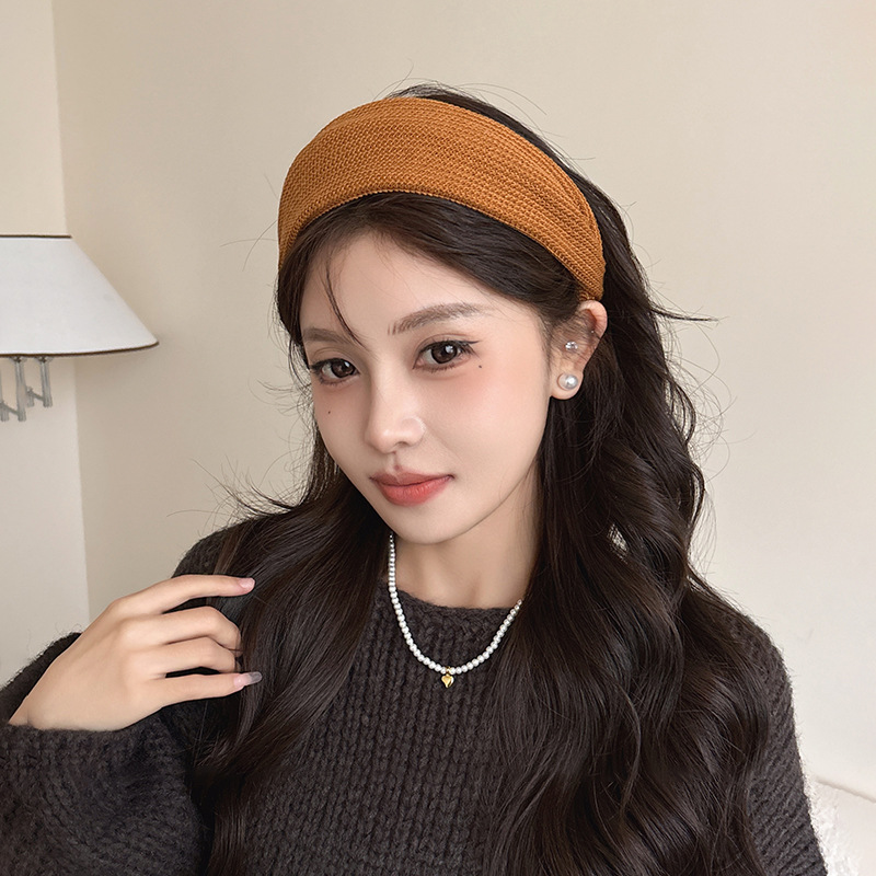 Coreana de importación retro color sólido punto de borde plano plano prensado banda de cabello temperamento universal simple banda de cabello rojo de red broca de cabello