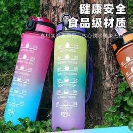 跨境爆款渐变water太空杯UV印男女便携吸管户外塑料水杯运动水壶