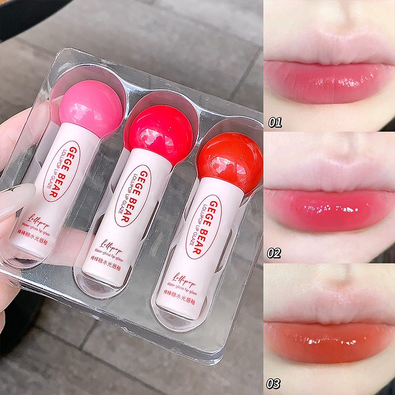 Gege bear lollipop esmalte de labios de agua brillante caja de esmalte de labios natural coreano para estudiantes baratos esmalte de labios humectantes image 7