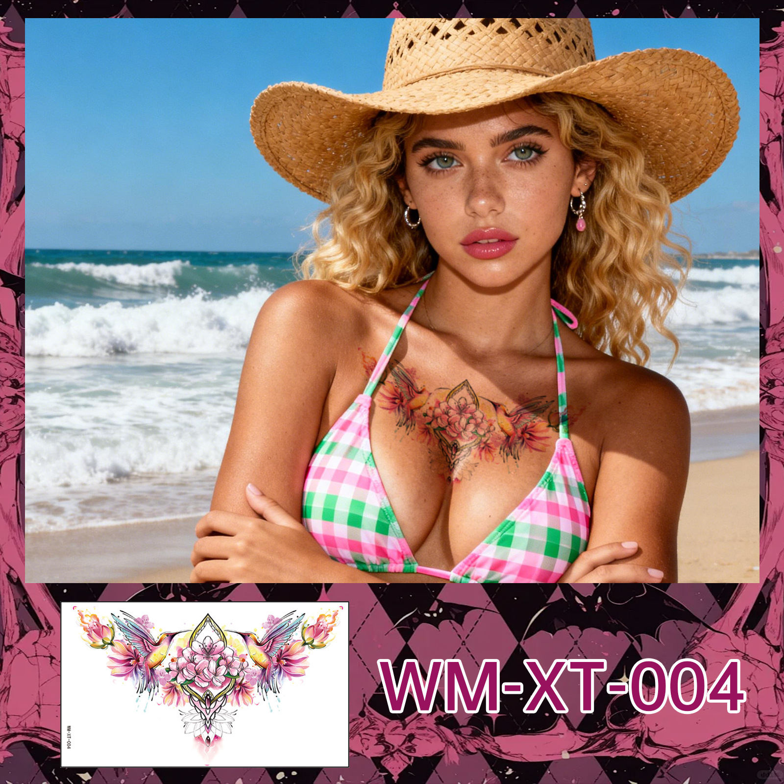 WM-XT-004 de tatouage de la clavicule thoracique / 240*138mm