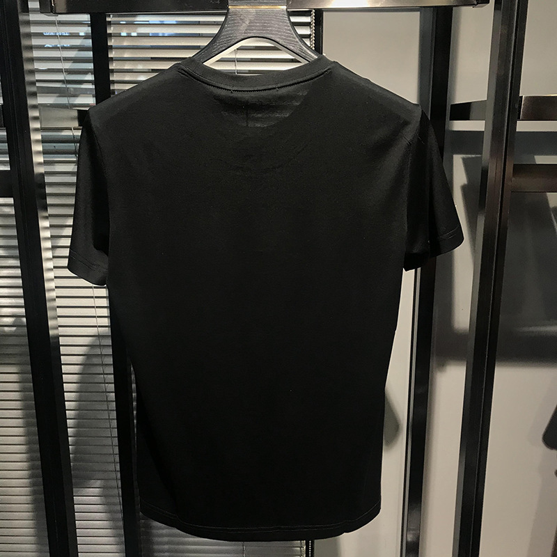 T-shirt à manches courtes pour hommes en soie glacée 2021, nouveau modèle d'été imprimé couronne petite abeille_voghion.com