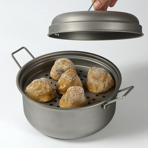 Pure Titanium Multifunctional Soup Pot Steamer Camping Set Portable Outdoor Steaming Soup Boiler Stove Large Capacity Hot Pot Camping