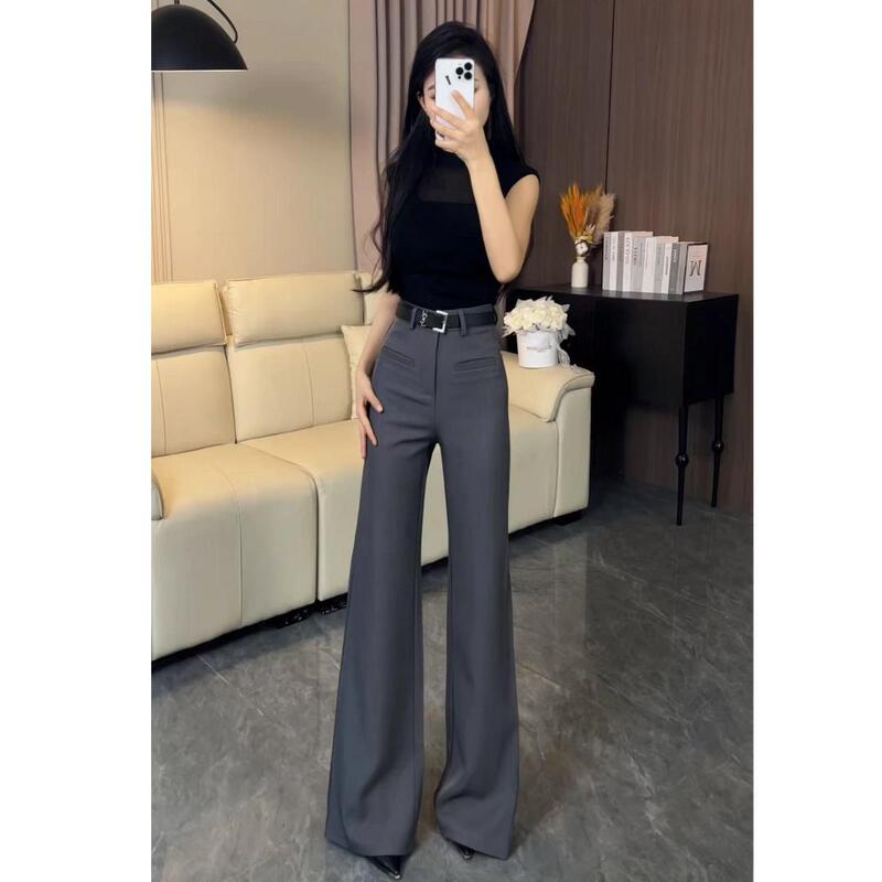 休闲气质西装阔腿裤女春夏百搭修身显瘦压褶喇叭直筒长裤子2025|undefined