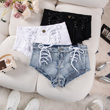 9027亚马逊新款欧美性感弹力牛仔短裤女热裤牛仔裤高腰酒吧加大码