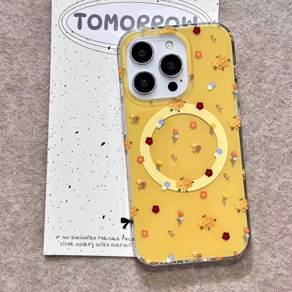 Soporte de mecedora floral fresco para Apple 16ProMax funda para teléfono móvil 13 iphone15 femenino magnético 14