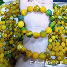 玛瑙手串黄加绿玛瑙缠丝玛瑙手串男女款直播货源厂家批发