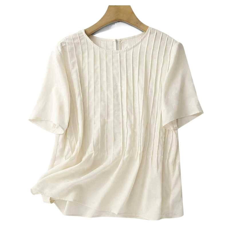Accordion pleated satin jacquard, front and back stripping craftsmanship!Fan Xiaoshirt, goddess of heavy industry in summer