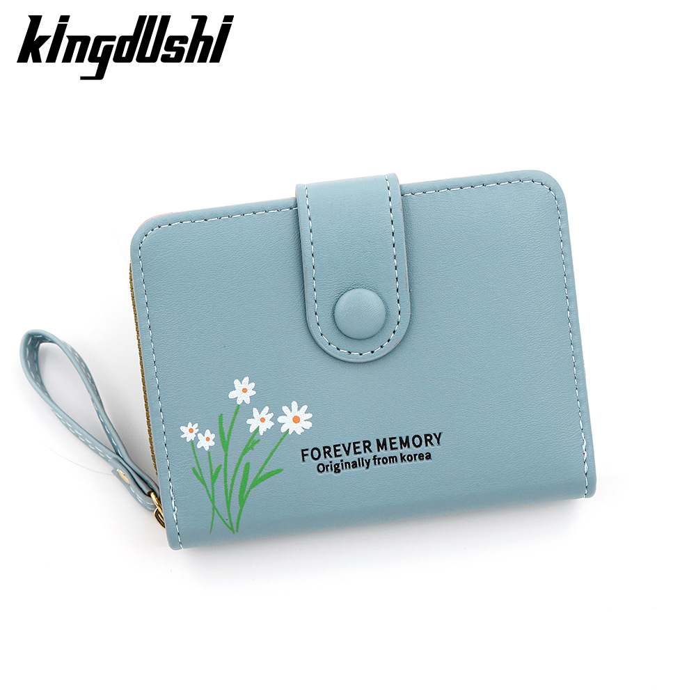 Fresco estilo coreano flor pequeña billetera corta tarjeta de órgano hebilla bolso de cambio bolso de cremallera bolsa de mano