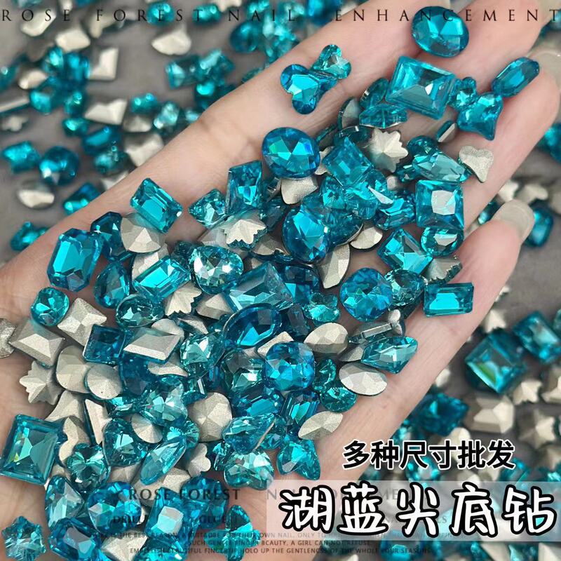 Lake Blue Pointed-Bottom Shaped Rhinestones for Nail Art, Whole Batch of Dazzling Blue Nail Art Decorations, Pointed-Bottom Rhinestones, Nail Art Diamond Decorations Lake Blue Pointed-Bottom Shaped Rhinestones for Nail Art, Whole Batch of Dazzling Blue Nail Art Decorations, Pointed-Bottom Rhinestones, Nail Art Diamond Decorations