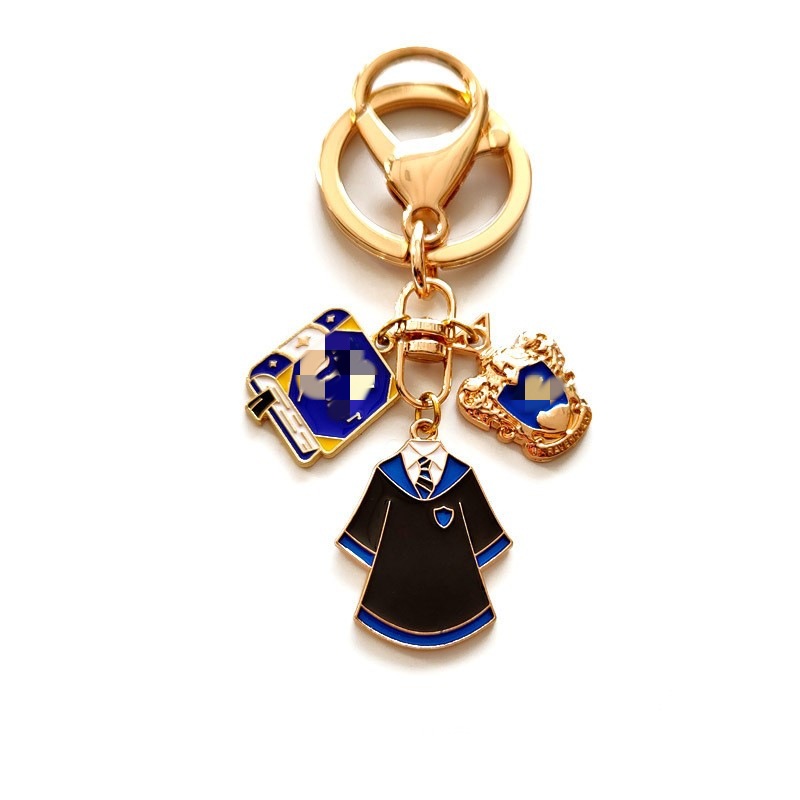 Temporada de graduación pequeños regalos de dibujos animados Harry mágico llavero logotipo academia insignia libro uniformes escolares colgante mochila