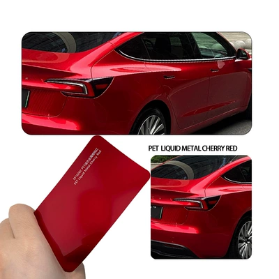 Axxpel Car Pet Color-Changing Film for Full Vehicle Application, Specialized for Extended Installation, Body Protection Film, Liquid Metal Cherry Red (Auto Color Change Film) - pet-liquid-metal-cherry-red-152m-165m