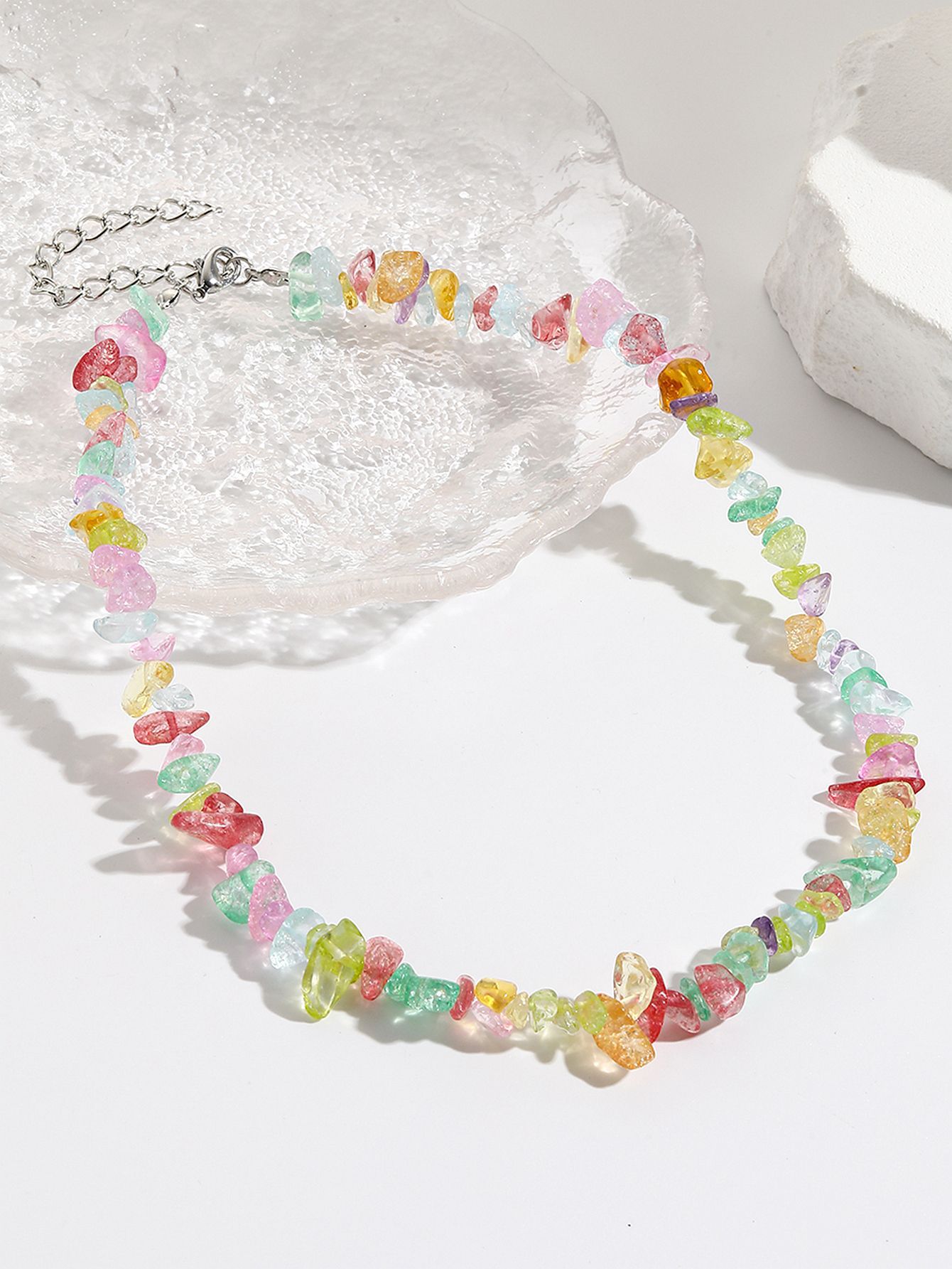 nouveau collier de perles en pierre de couleur collier de clavicule en pierre naturelle accessoires de collier design bijoux de niche_voghion.com