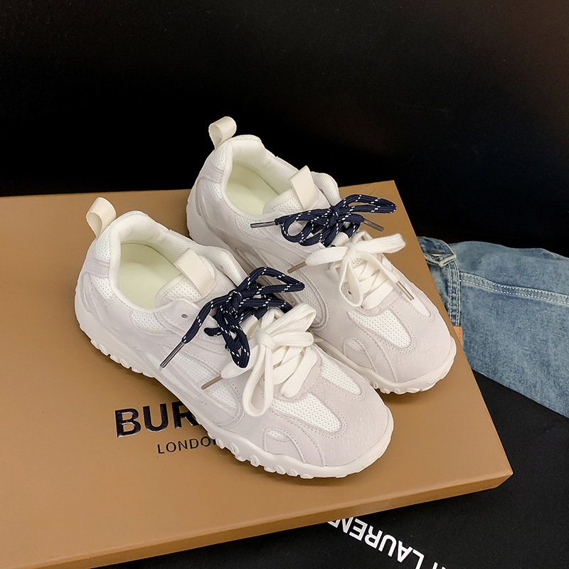 Grape Mom Summer New Inner Height Increase Classic Soft Sole Board Shoes Round Head Stitching Breathable Mesh Dexun Forrest Gump Shoes