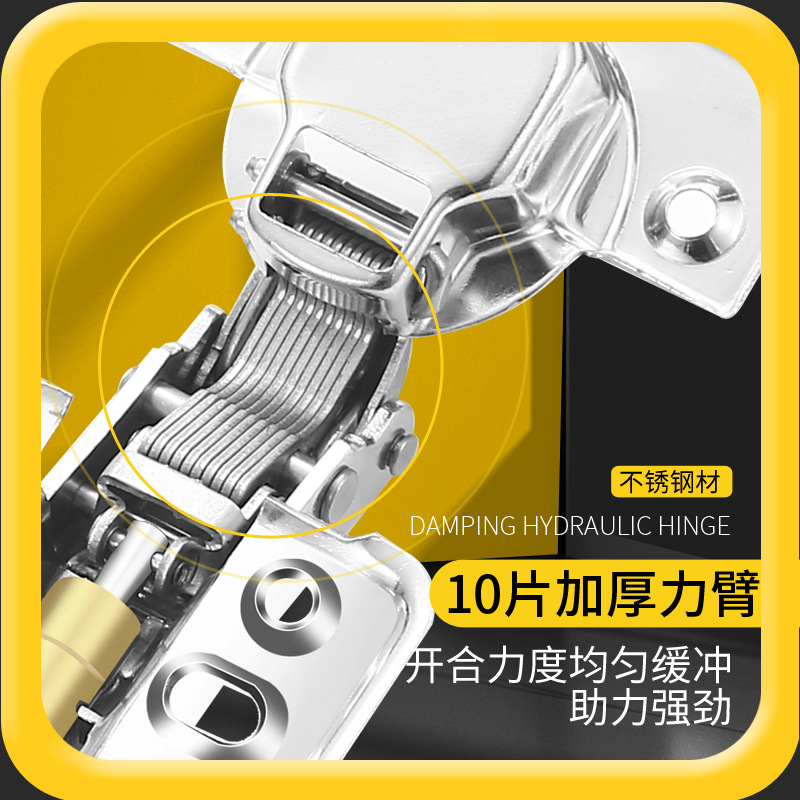2.0可泡水合頁鉸鏈不鏽鋼全鋼液壓緩衝阻尼廁所浴室櫥櫃合頁批發