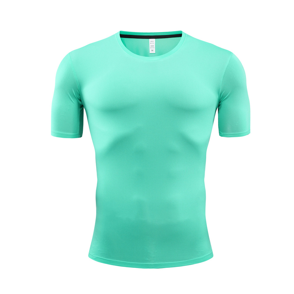Camiseta deportiva de verano para hombre y mujer, de cuello redondo, manga corta, para entrenamiento al aire libre, fitness, transpirable, elástica, de secado rápido, estilo delgado.