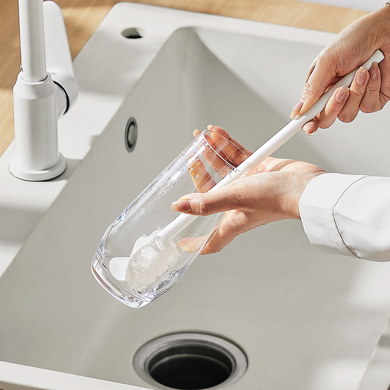 Removable Long Handle Washing Cup Brush Cleaning Long Handle Small Brush Water Cup Wall Breaking Machine Cleaning Gap Brush Glass Cup Household