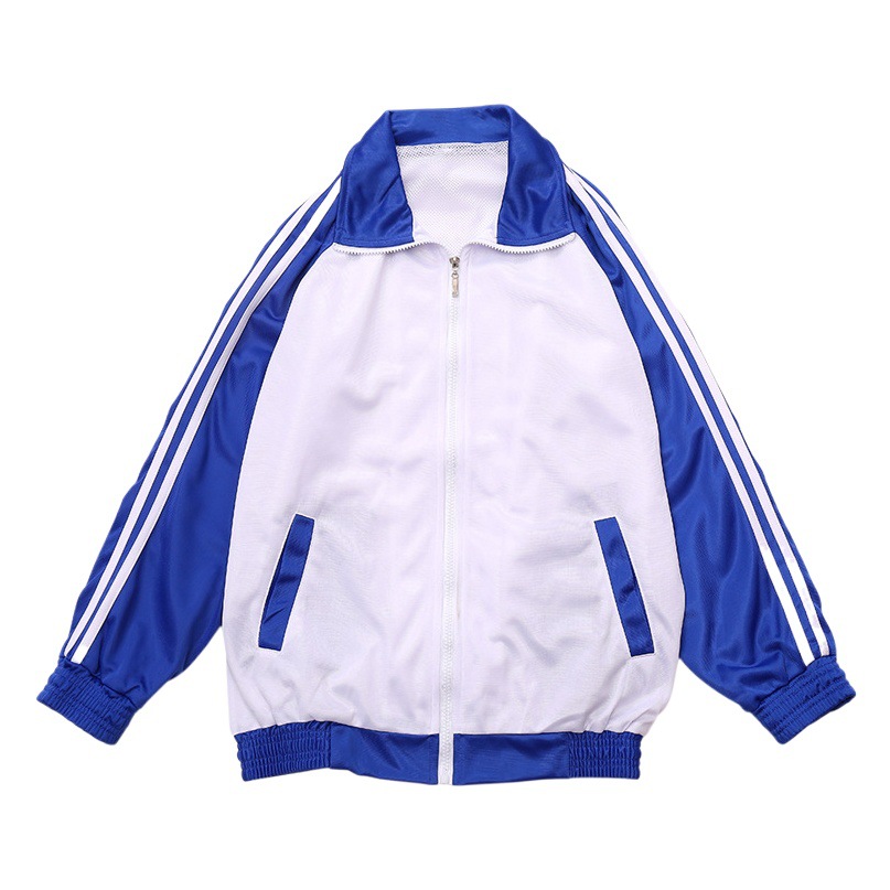 In a hurry that year school uniform same blue and white suit men and women high school junior high school students class clothes short sleeve trousers outer suit