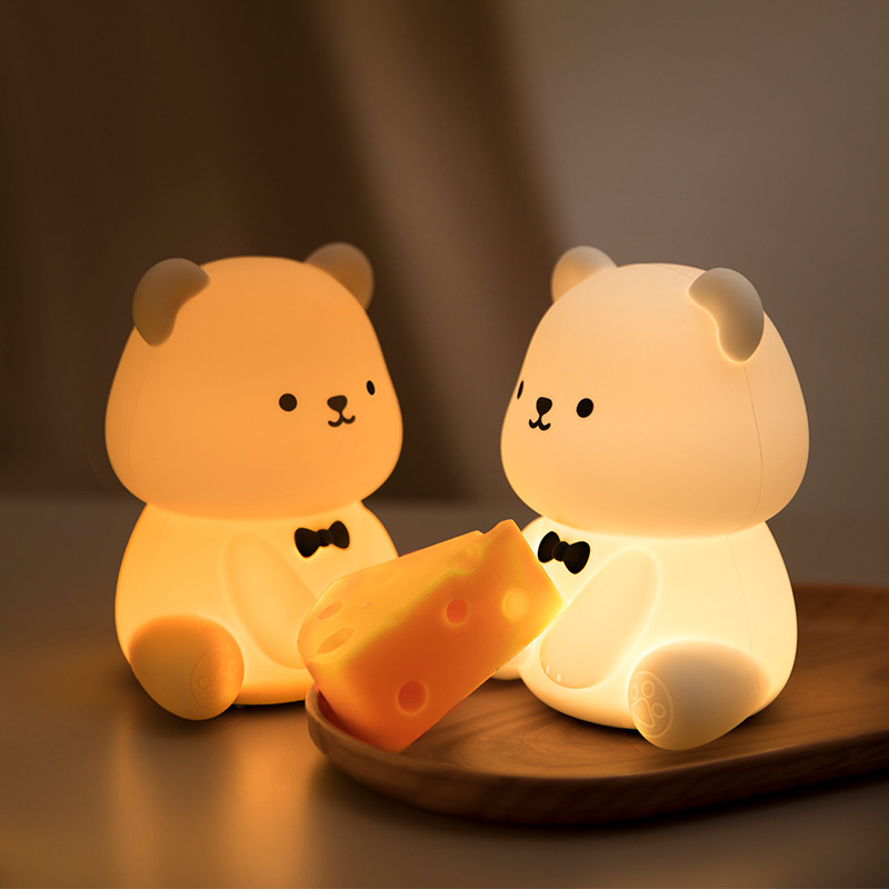 New cartoon teddy bear night lights are lit as soon as you hit it