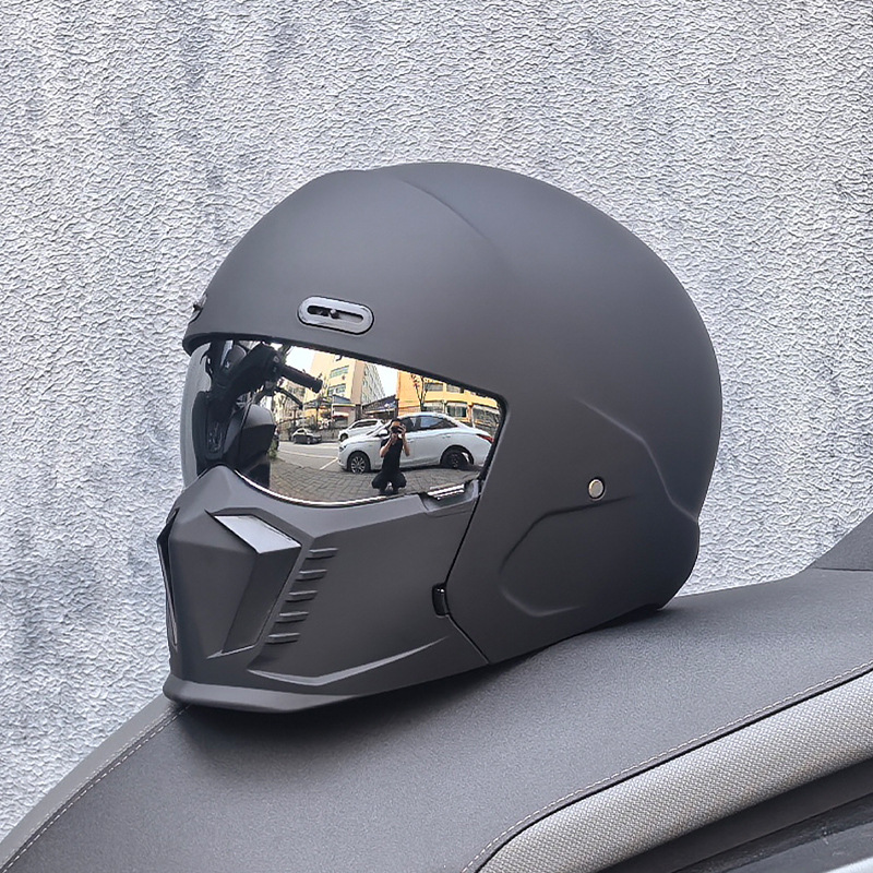 Casco de Motocicleta Retro Cruzado de Estilo Guerrero, Talla Grande, con Diseño de Escorpión, Ligero y Integral