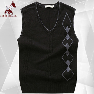 Autumn and Winter Pullover Sleeveless Men's Sweater Vest Base Green Middle-aged 2022 New V-neck Men's Wool Vest
