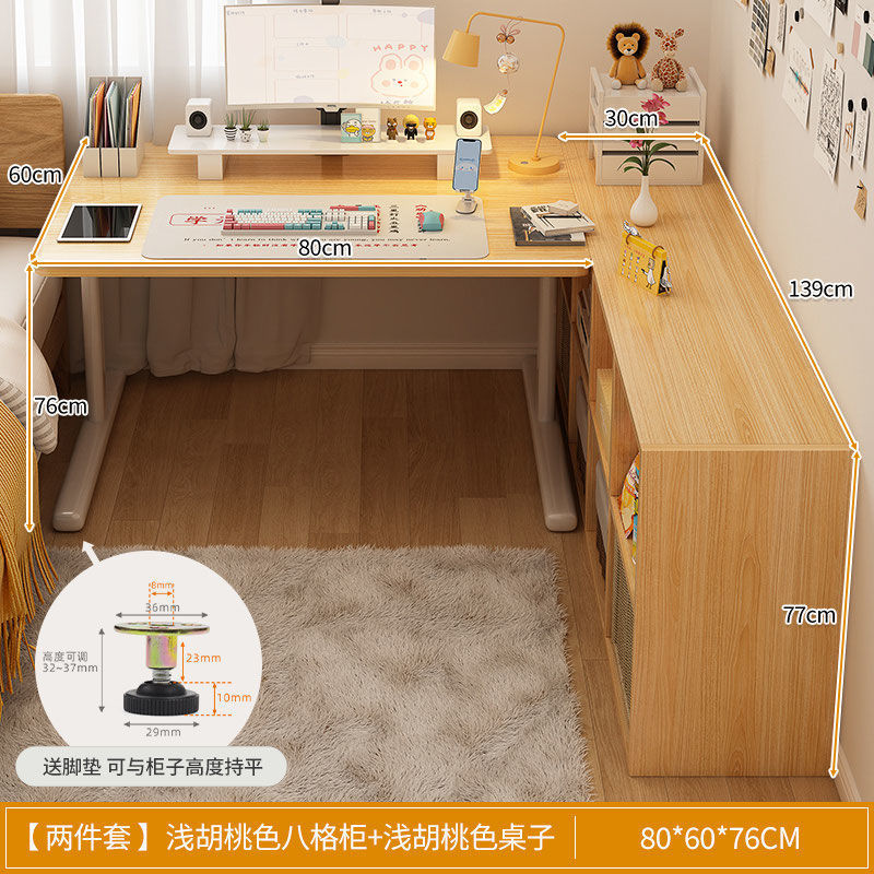 Escritorio de computadora, escritorio, estantería, escritorio en casa para estudiantes, escritorio de oficina de aprendizaje para niños, dormitorio en forma de L, niñas