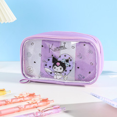 Yuemu Sanrio co-branded Kuromi pencil case three-layer large capacity PU waterproof high-looking elementary school junior high school girls