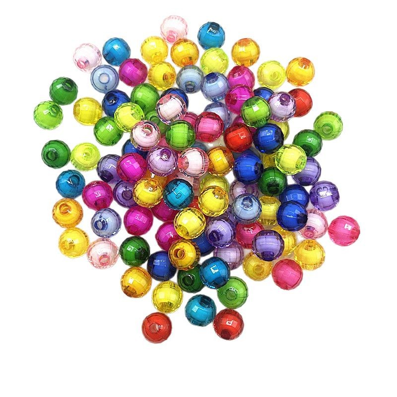 50 pcs/paquete 8mm material de cuentas de bricolaje hecho a mano para niños 96 lados superficie de corte acrílico cuentas de tierra cuentas sueltas