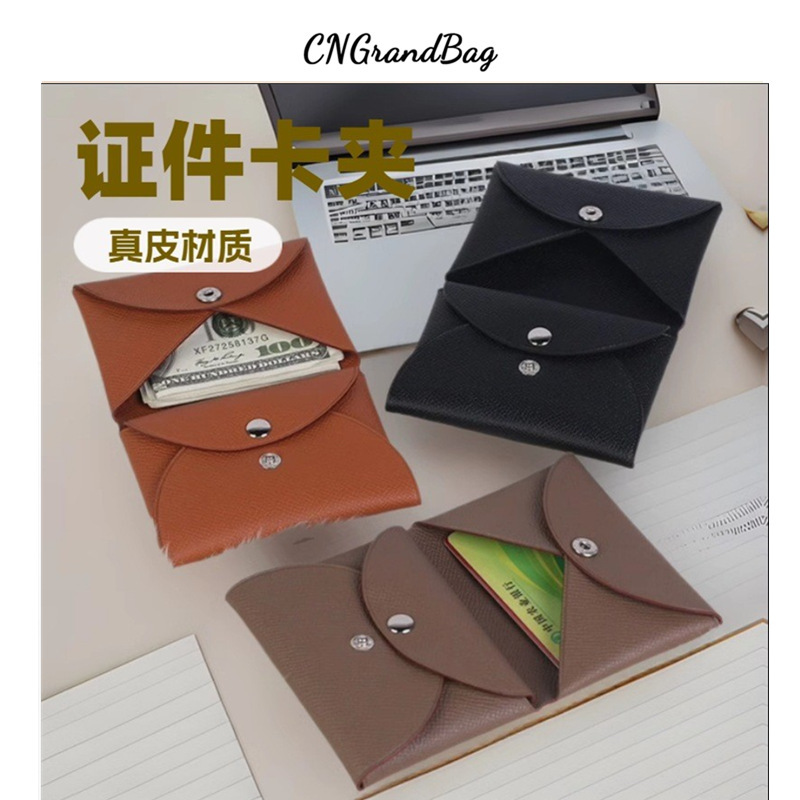 Genuine Leather Folding Card Bag Cross-border Cowhide Coin Small Coin Purse 2025 New Multi-function Handprint ID Card Holder