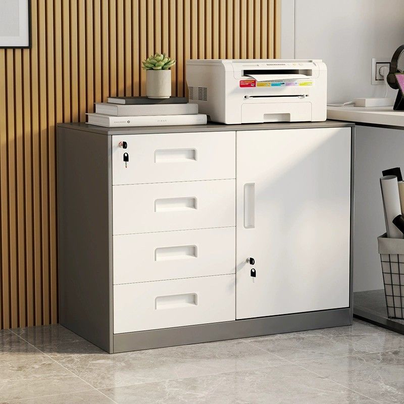 铁皮文件柜矮柜办公室铁皮柜办公抽屉带锁收纳资料储物柜打印机厂