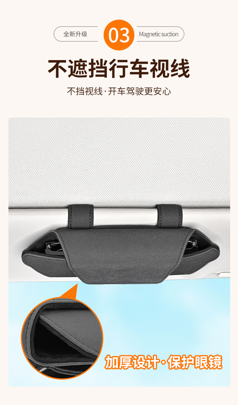 Car Magnetic Glasses Holder, Portable Multifunctional Sun Visor Sunglasses Holder Storage Box