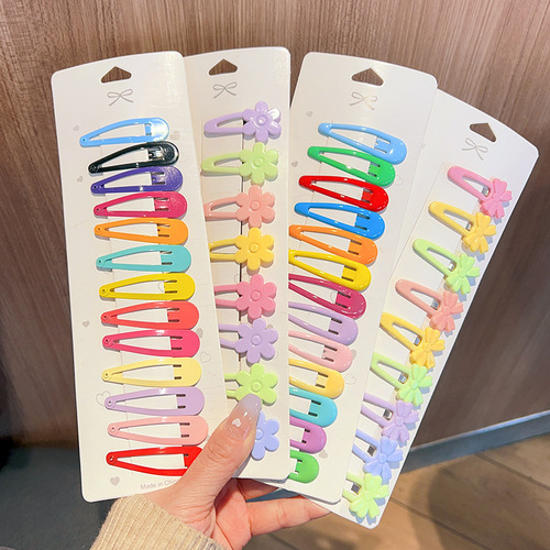 Stylish and Cute Colorful Hair Clips for Women - Droplet and Pentagon Design, Korean Version Candy Color Hairpins for Girls, Suitable for Eyebrow Edges