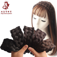 6cm ultra-wide wig cap, conceals white hair, 6-strand braided, high forehead, handmade, with frayed edges, toothed and anti-slip hair accessory, headpiece