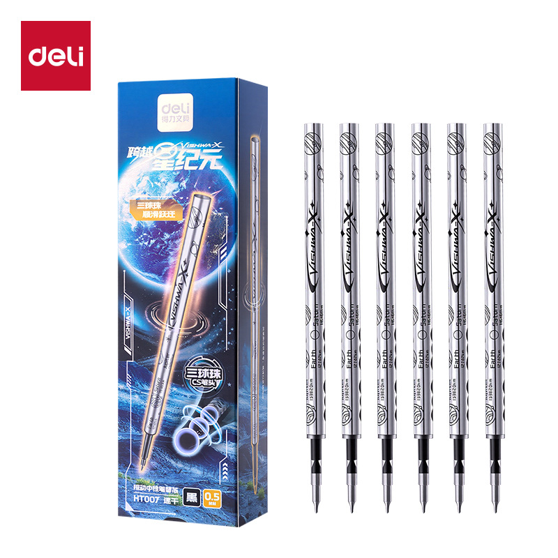 Dlht008 Cross-Era Dual Ball Bead Quick-Dry Retractable Gel Pen Refill 0.5mm St Tip (Black) for Students
