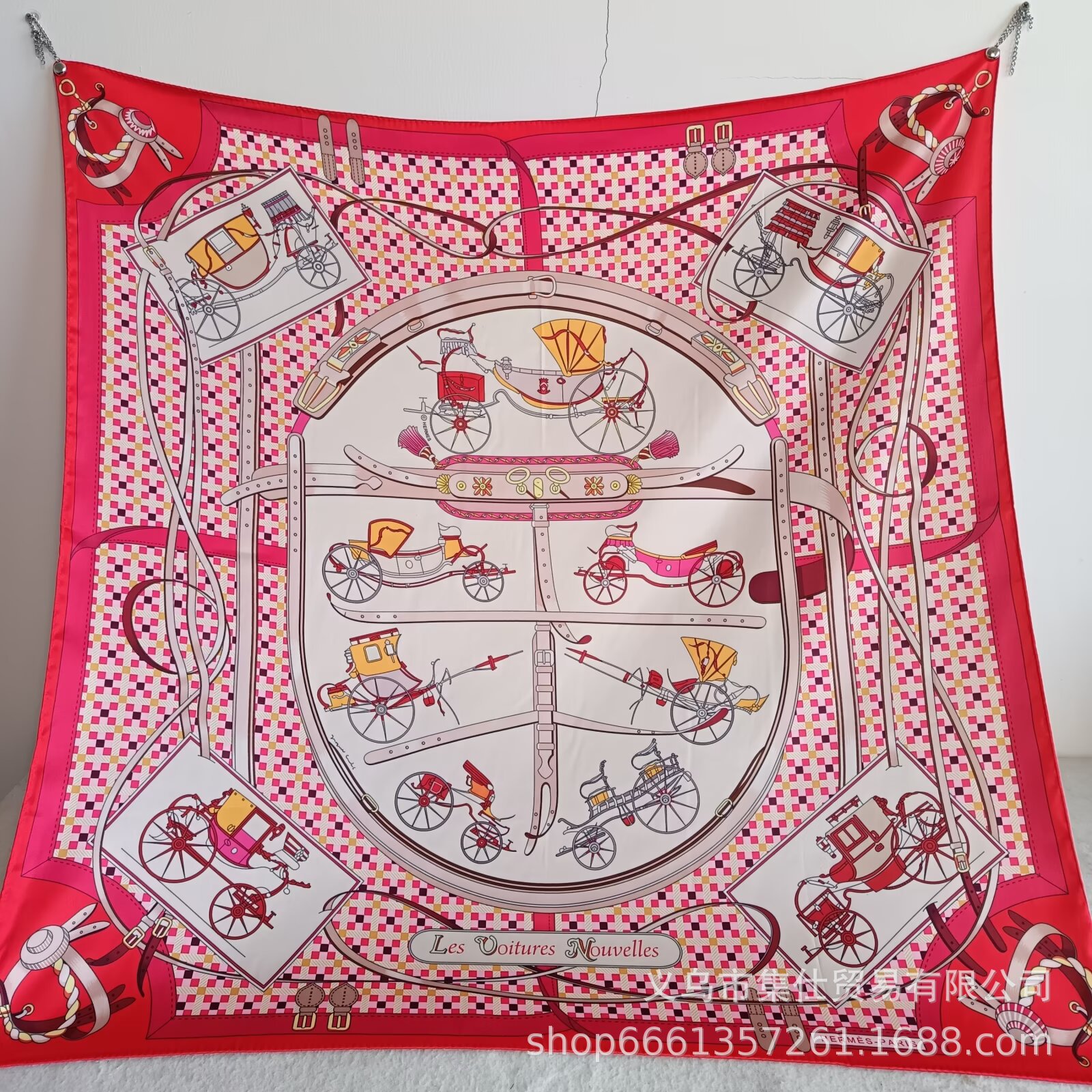 Bufandas de seda de moda europeas y americanas transfronterizas bufandas elegantes de alta calidad lujosas impresión de letras de seda impresión caliente en el extranjero