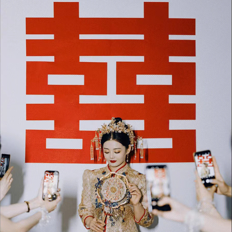 3-meter large-scale double happiness sticker paper for wedding hotel courtyard outdoor wedding room decoration background wall wedding supplies