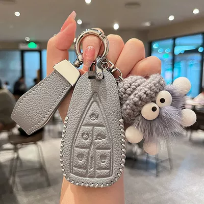 Car key bag, Suitable for Changan Key Set - default-a5-blue-leather-textured-litle-blue-short-buckle-blue-briquettes