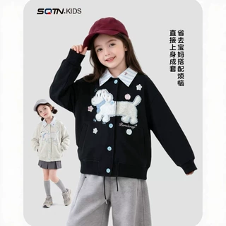 女童秋季卫衣2026新款花边童装女孩中大童polo领上衣批发新款翻领