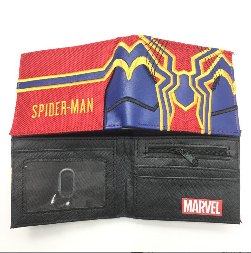 Cartoon Spider-Man niños estudiantes billetera corta para niños PU piel bolso de cambio bolso de mano bolso de tarjetas vengadores