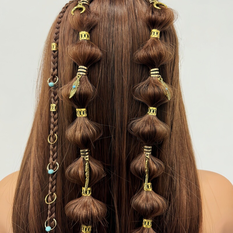 31 Pieces Bohemian Antique Dirty Braid Hair Loop Amazon Hitsound Temu Full Hosting Moon Leaf Hair Ring Buckle